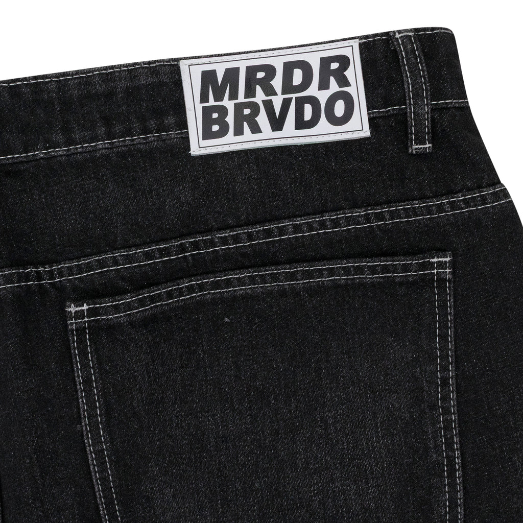 BLACK DARNING SIDE EMBROIDERY SHORTS