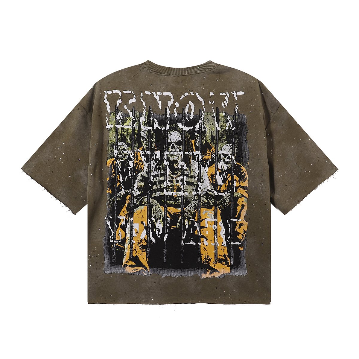 BKYS Revival No Discipline Rhinestone Skull Graphic Cropped T-Shirt