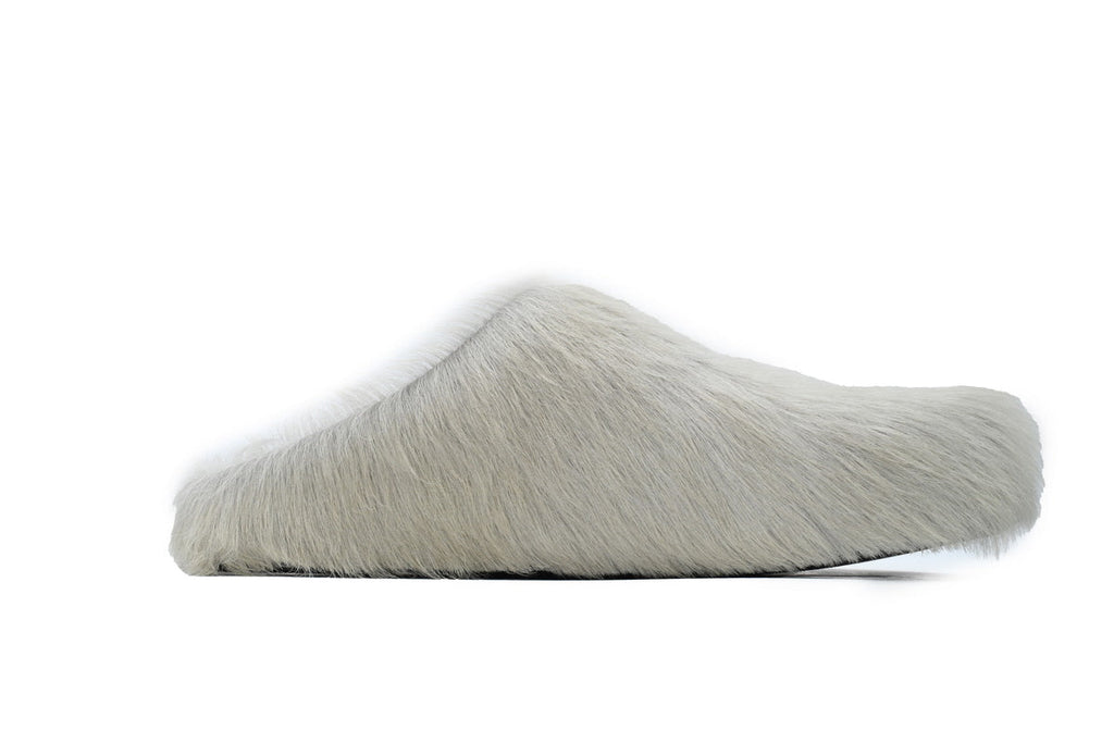 MARNI Long-Hair Calfskin Fussbett Sabot Grey