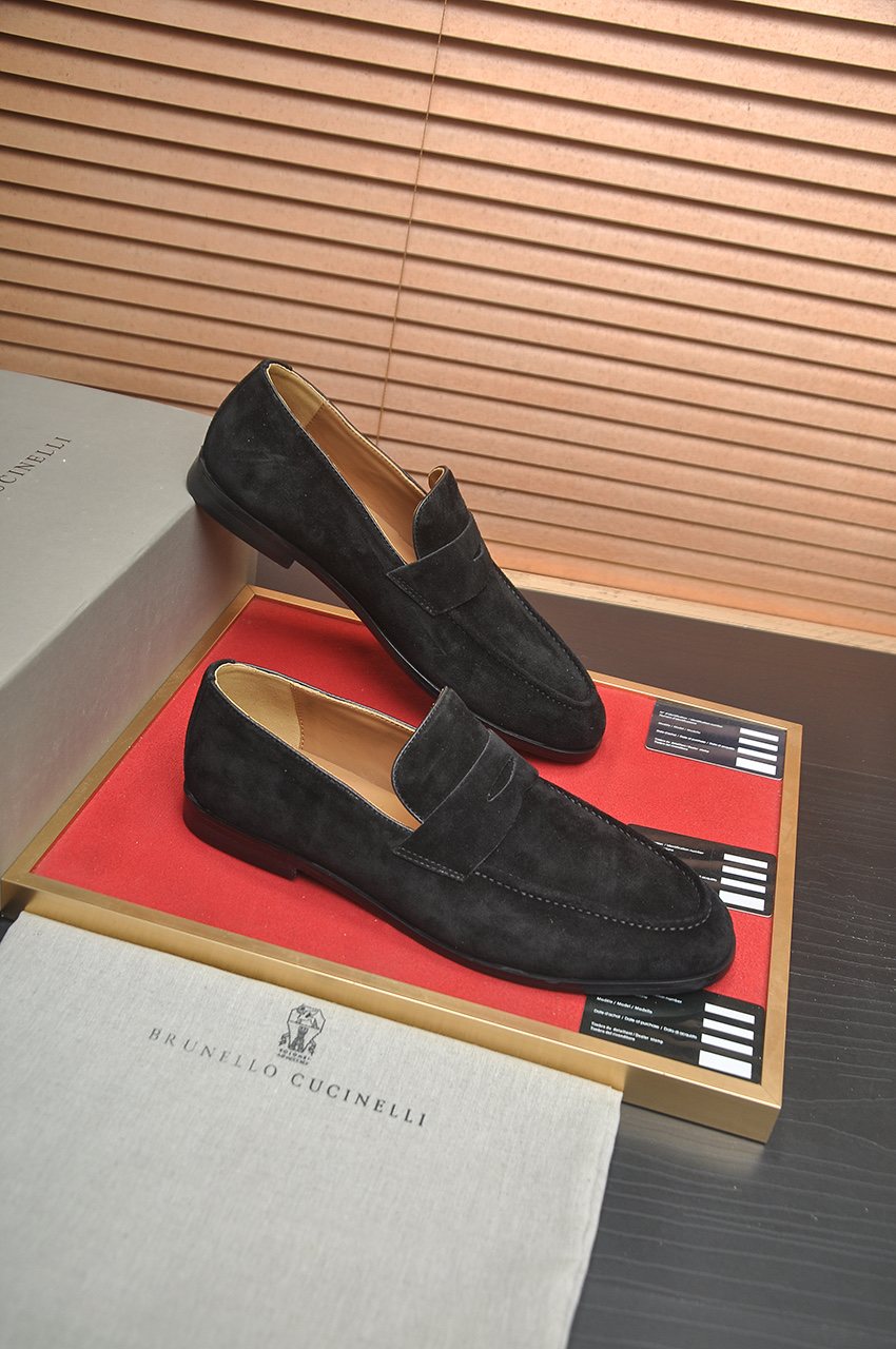 Brunello Cucinelli Men's Suede-Look Penny Loafers