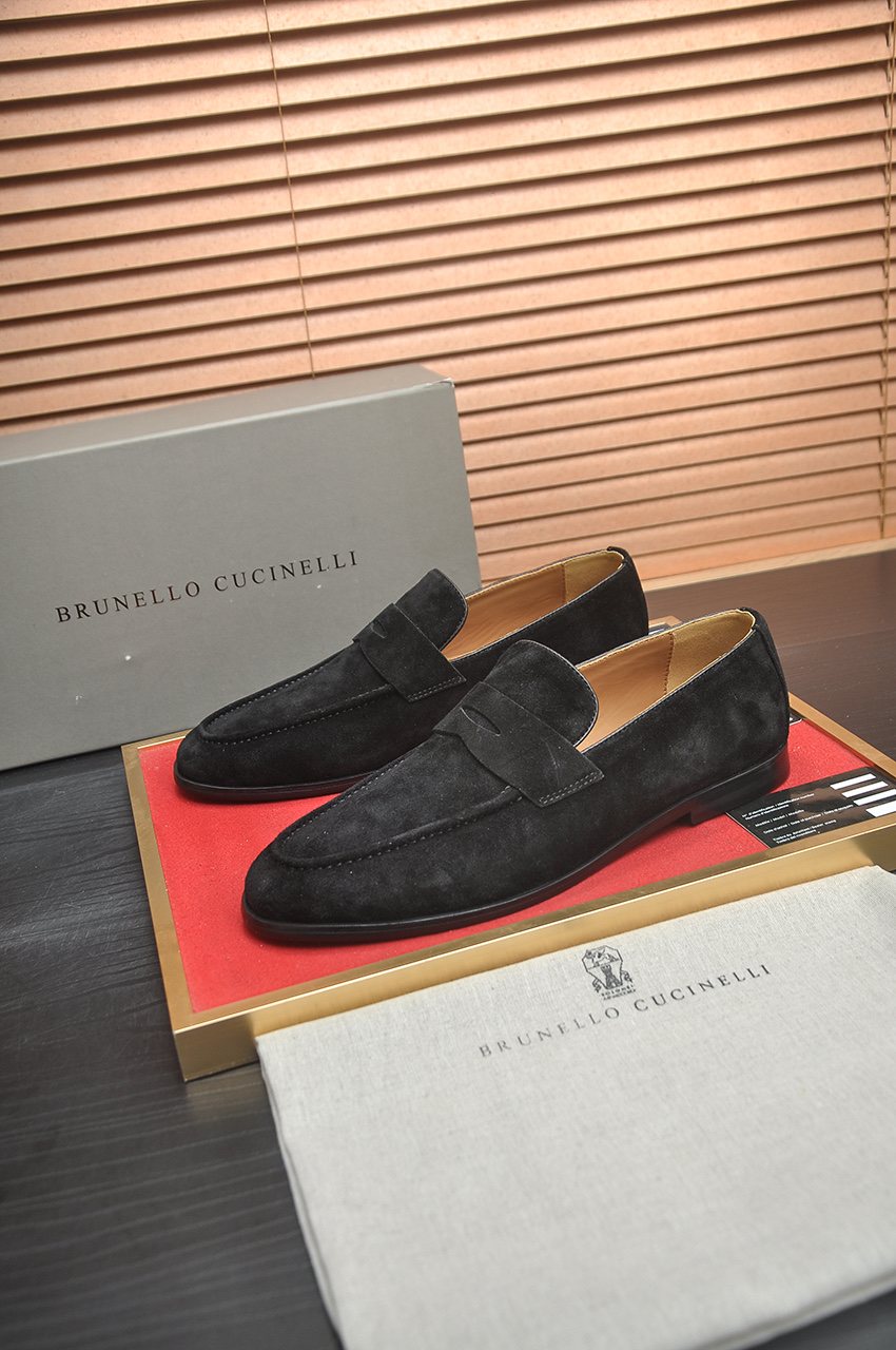 Brunello Cucinelli Men's Suede-Look Penny Loafers